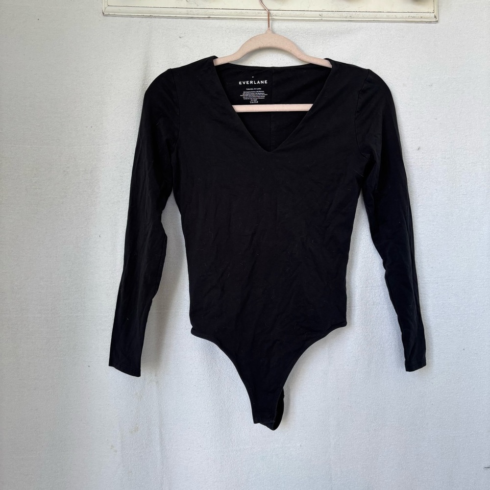 Everlane V-Neck Black long sleeve Bodysuit